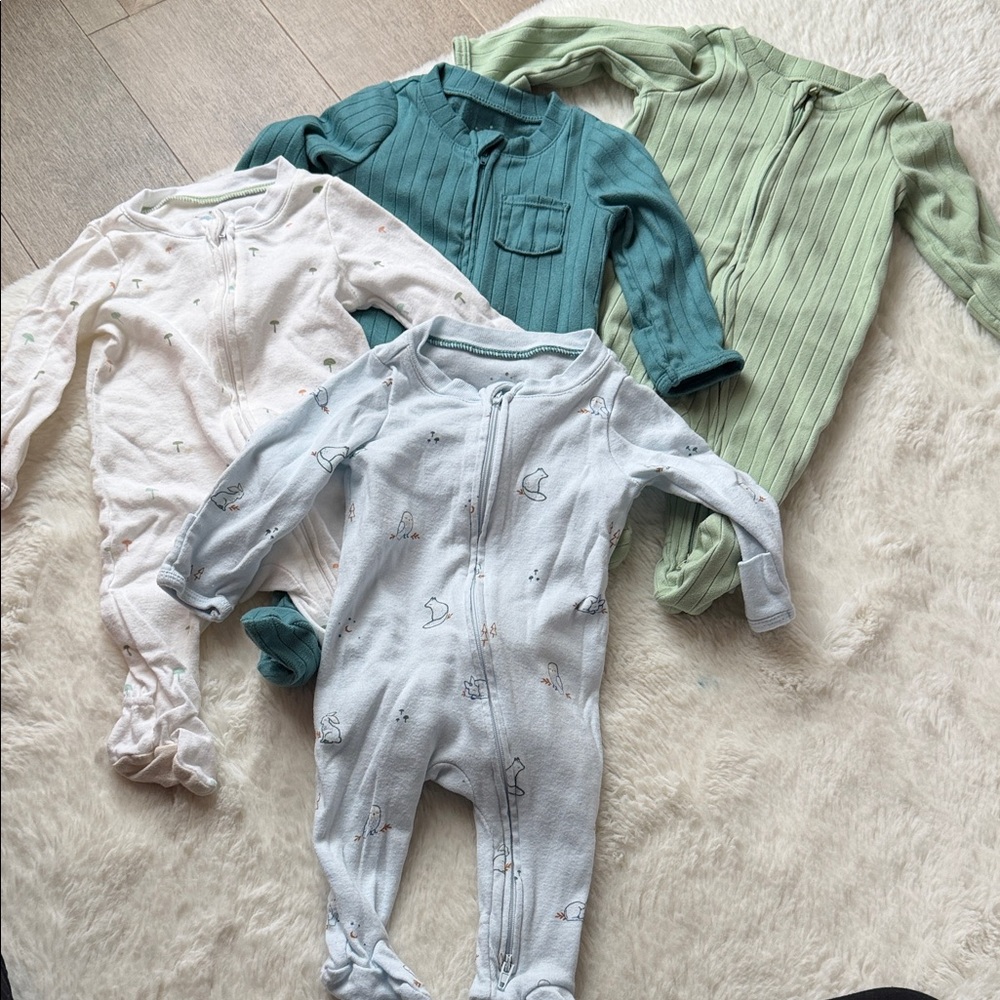Cloud Island Kids Footies - Teal, Mint, Light Blue, Cream